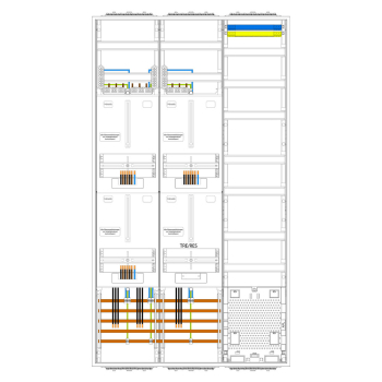 F-​Tronic Zählerschrank 3.HZ 3 Zähler, 1 Leer, Verteiler, APZ, 1400mm